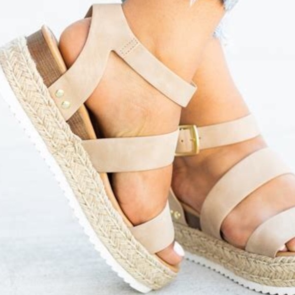 Bryce Taupe Espadrille Ankle Strap Flatform Sandal - Picture 1 of 7